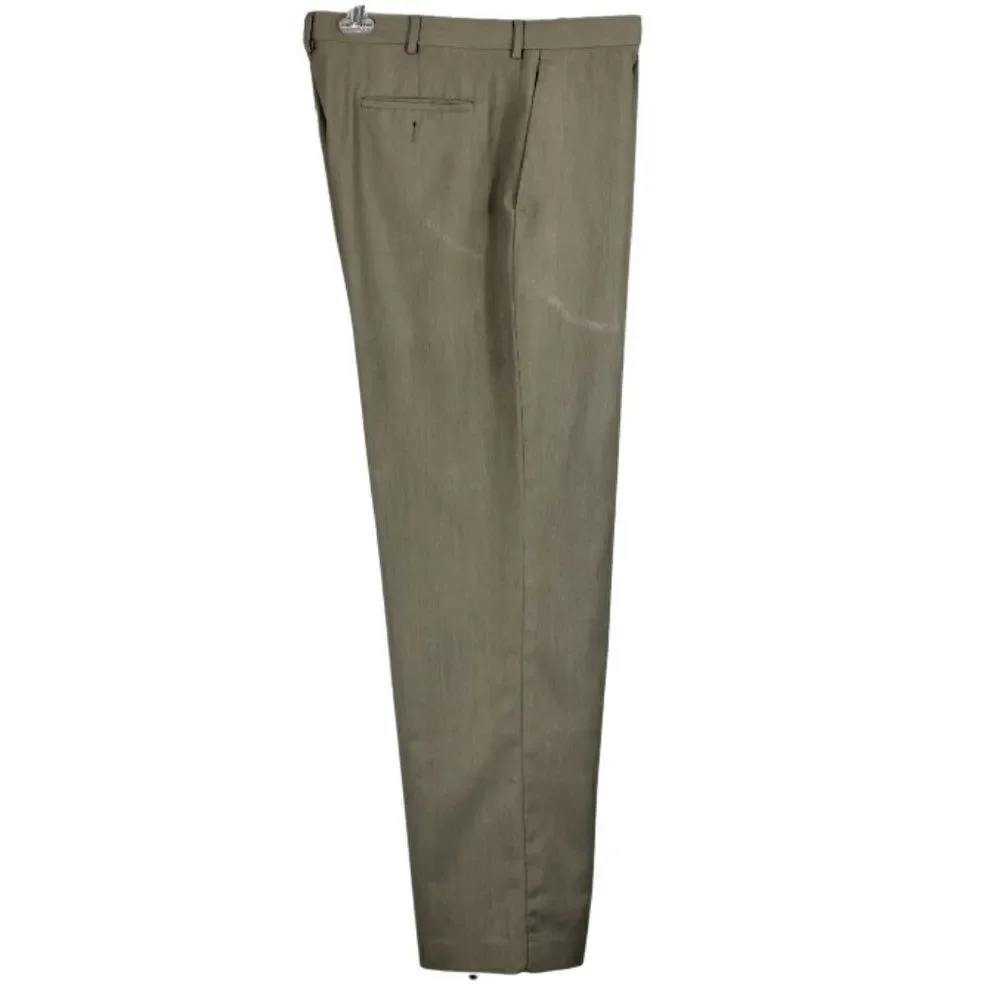 Dress Pants Flat Front Button Close Back Pockets Khaki/Tan Men's Size 38 X 33